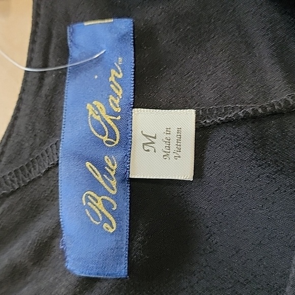 Blue Rain (Francesca's) Black Asymmetrical Ruffle Tassle Spag. Strap Blouse, NEW - Picture 10 of 11